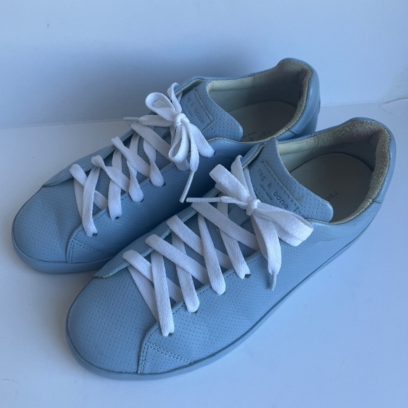 Rag and Bone‎ Blue Perforated Low-top Lace Up Round Toe Sneakers Chambray Blue - Picture 1 of 10